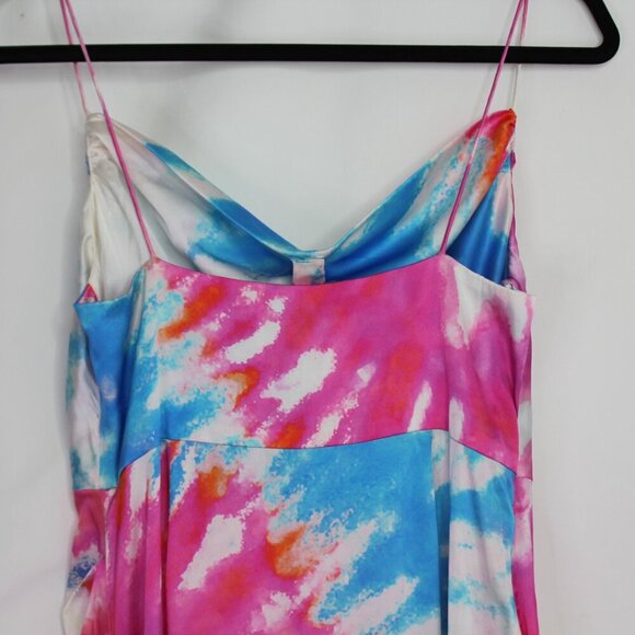 Retrofete Silk Marlene Cotton Candy Maxi Slip Dress Tie Dye Print High Slit M - Picture 8 of 16